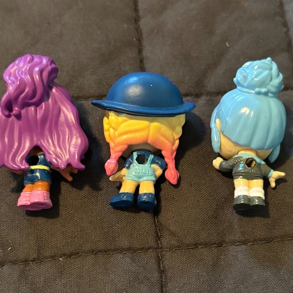 Hairdorables Shortcutz Mini Doll Lot of 3 Purple Blue Pink Hair Figures 2020